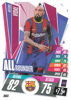Arturo Vidal FC Barcelona 2020/21 Topps Match Attax CL All Rounder #BAR03